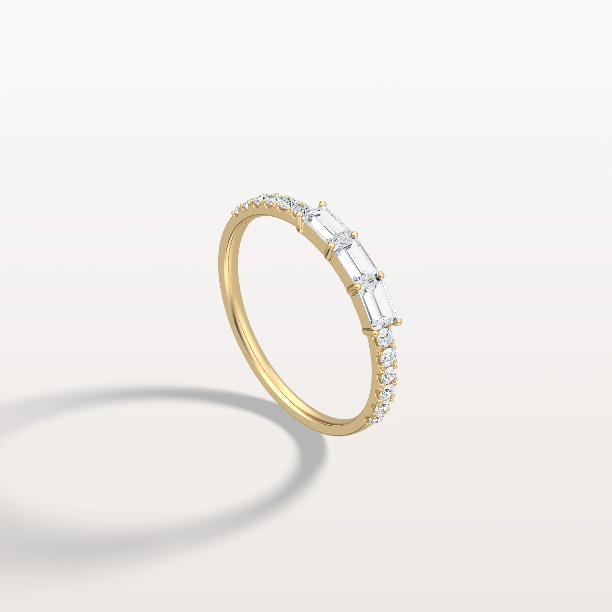 Baguette And Round Lab Diamond Half Eternity Band