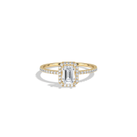 0.5CT Lab Grown Diamond Emerald Cut Halo Engagement Ring - Rings 0.5CT Lab Grown Diamond Emerald Cut Halo Engagement Ri
