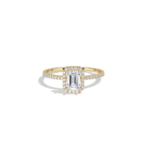 0.5CT Lab Grown Diamond Emerald Cut Halo Engagement Ring - Rings 0.5CT Lab Grown Diamond Emerald Cut Halo Engagement Ri