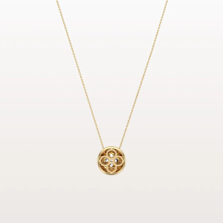 Lab Grown Diamond Blossom Necklace in 14K Solid Gold/Platinum