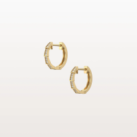 Half-Eternity Viper Diamond Hoop Earrings – 14mm in 14K Gold + Platinum