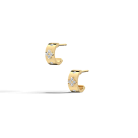 14K Gold Clover Diamond Hoop Earrings in 10mm