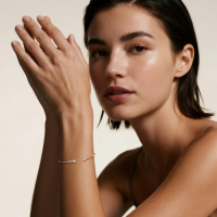 14K Gold Open Cuff Bezel Bangle Bracelet With Lab Diamond