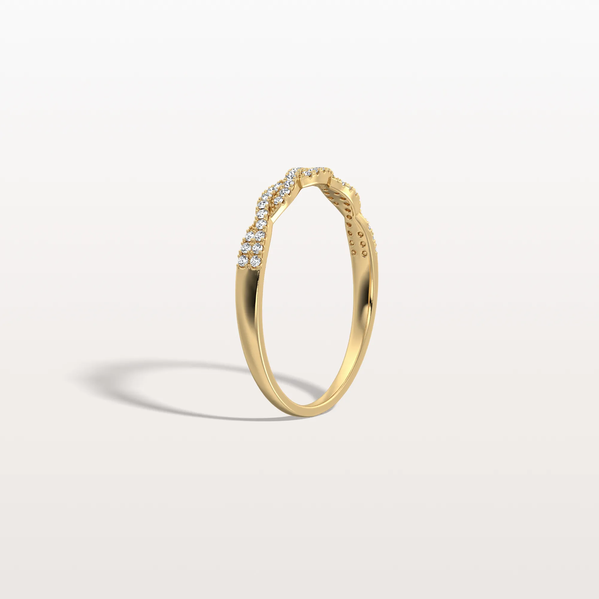 Twisted Pave Wedding Band-Stackable 14K Gold/Platinum Ring