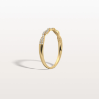 Twisted Pave Wedding Band-Stackable 14K Gold/Platinum Ring