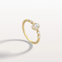 Beaded Oval Cut Lab Diamond Ring In 14K Solid Gold/Platinum