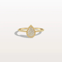Lab Diamond Beaded Pear Shaped Ring in 14K Gold/Platinum