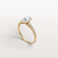 Melina丨Oval Cut Pave Solitaire 1CT Lab Grown Engagement Ring