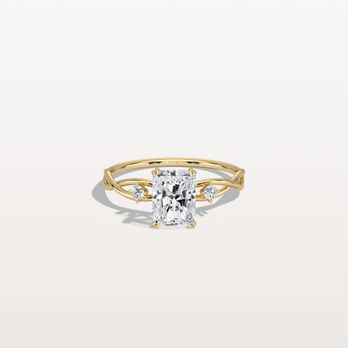 Amira丨1CT Radiant Cut Lab Diamond Twisted Three Stones Engagement Ring