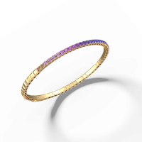 Lab-Grown Sapphire Flexible Bangle Bracelet in 925 Sterling Silver