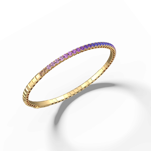 Lab-Grown Sapphire Flexible Bangle Bracelet in 925 Sterling Silver