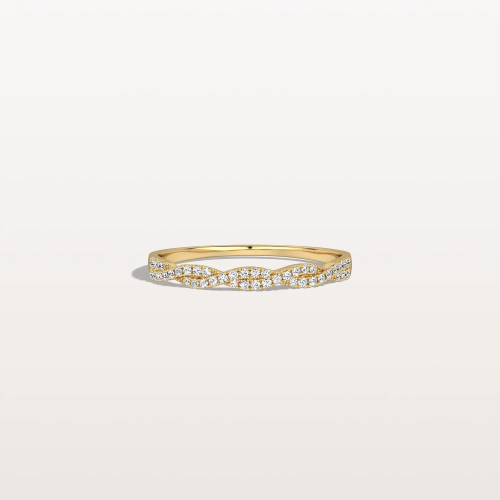 Twisted Pave Wedding Band-Stackable 14K Gold/Platinum Ring
