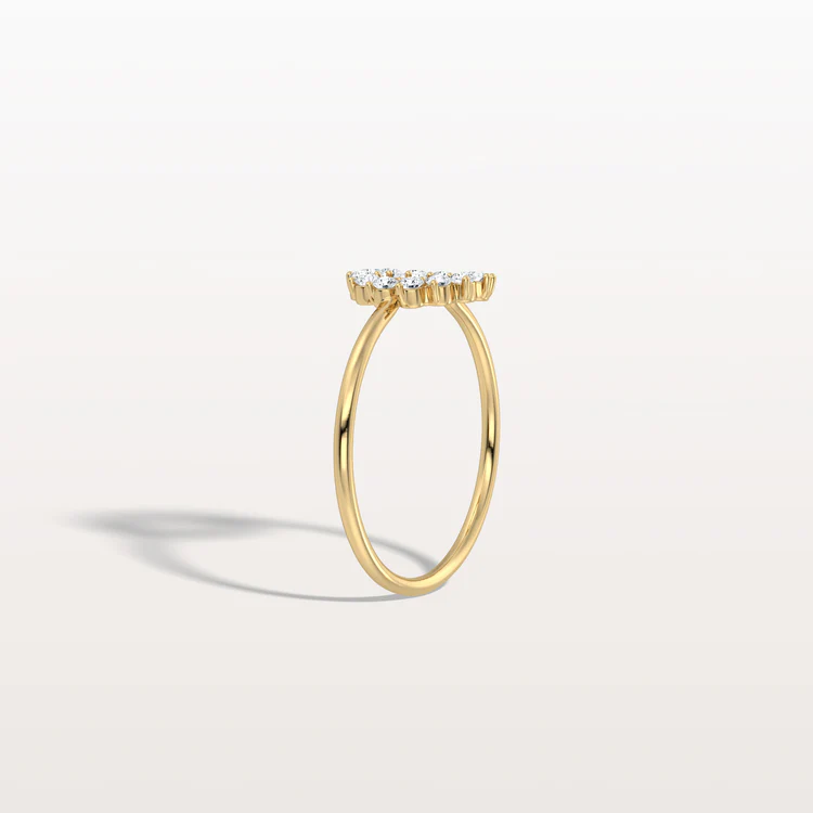 This luminous band features a row of lab diamonds extending three-fourths of the way down the shank in a French pavé se