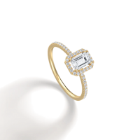 0.5CT Lab Grown Diamond Emerald Cut Halo Engagement Ring - Rings 0.5CT Lab Grown Diamond Emerald Cut Halo Engagement Ri