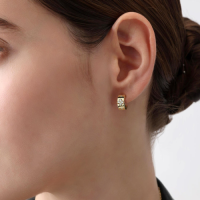 14K Gold Clover Diamond Hoop Earrings in 10mm