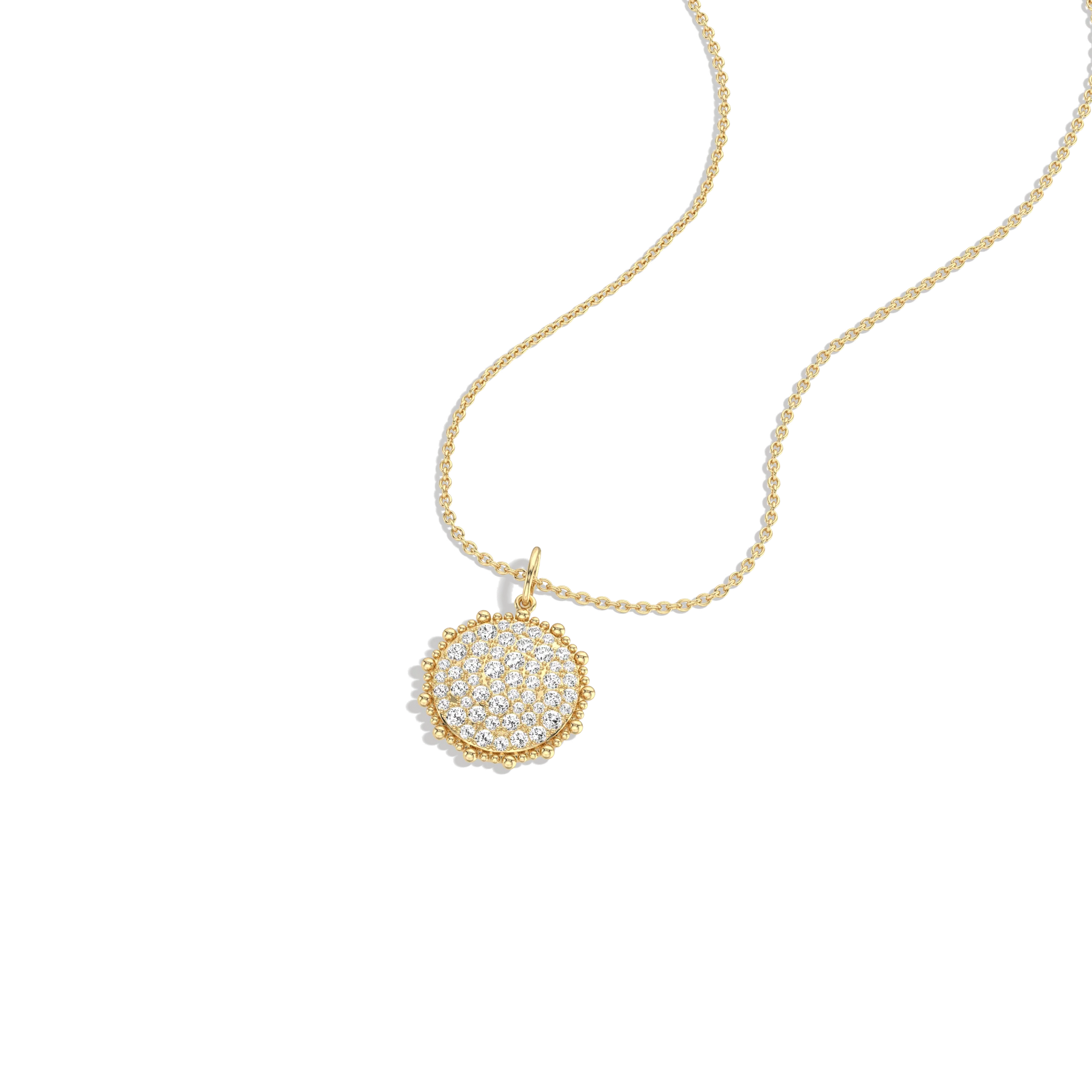 0.46CTW Lab Diamond Pave Disc Pendant Necklace In 14K Solid Gold/Platinum