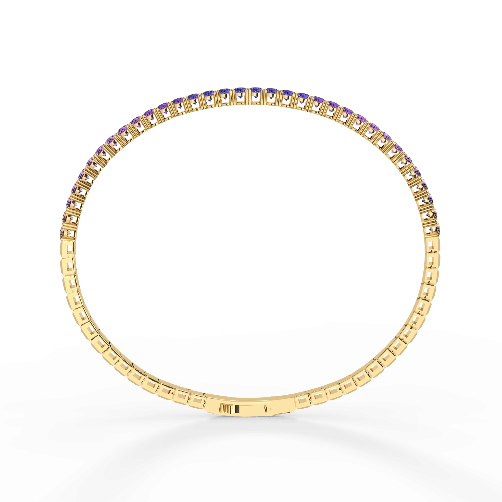 Lab-Grown Sapphire Flexible Bangle Bracelet in 925 Sterling Silver