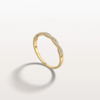 Twisted Pave Wedding Band-Stackable 14K Gold/Platinum Ring