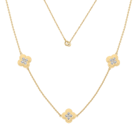 Lab Grown Diamond Clover Station Necklace In 14K Solid Gold/Platinum