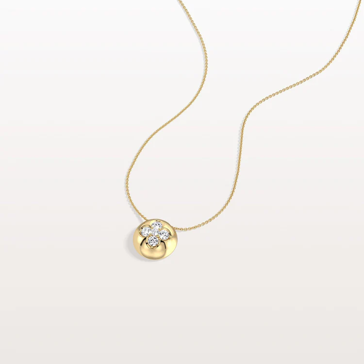 Lab Grown Diamond Blossom Necklace in 14K Solid Gold/Platinum