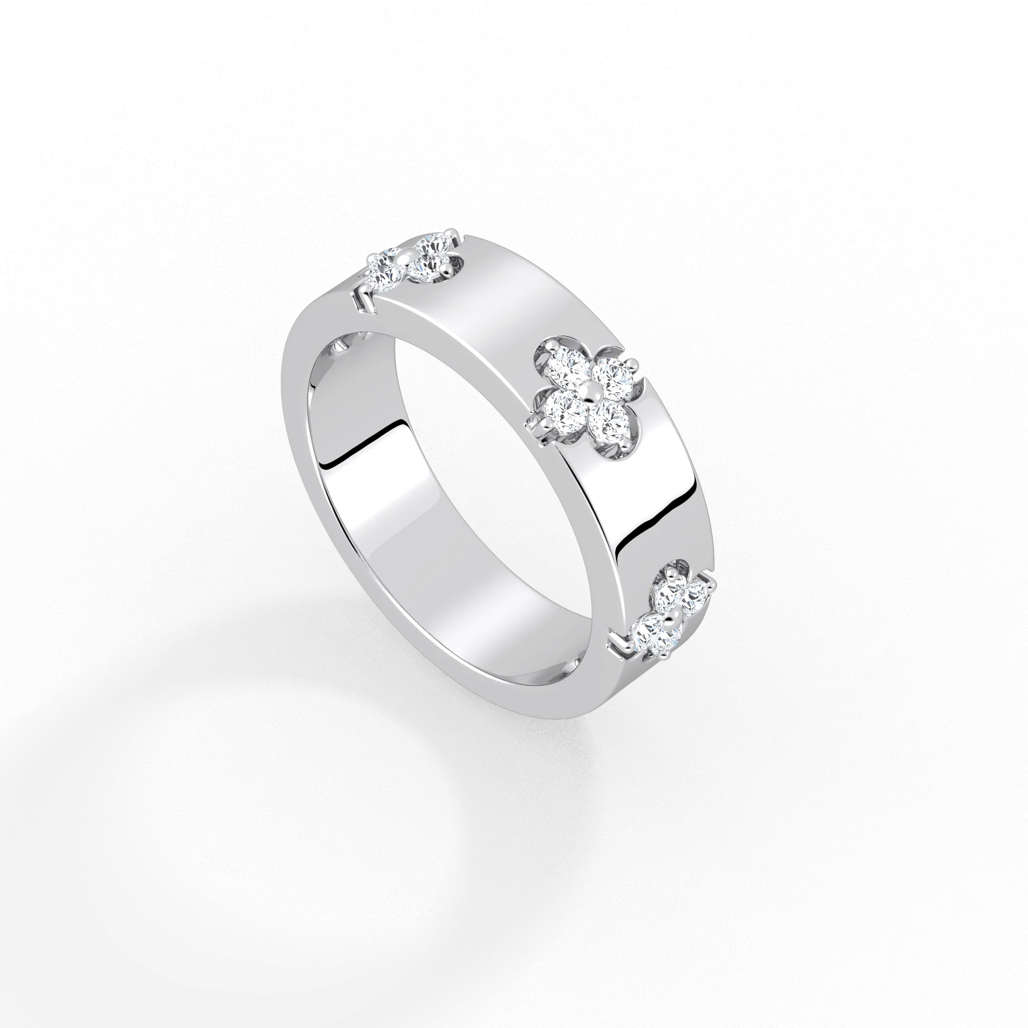 Lab Created Diamond Four-leaf Clover Ring in 925 Sterling Silver