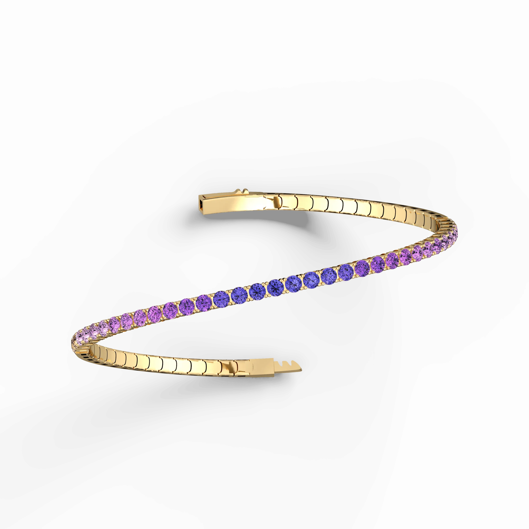 Lab-Grown Sapphire Flexible Bangle Bracelet in 925 Sterling Silver