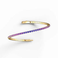 Lab-Grown Sapphire Flexible Bangle Bracelet in 925 Sterling Silver