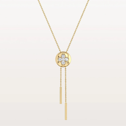 Lab Grown Diamond Ball Pendant Y Necklace In 14K Solid Gold/Platinum