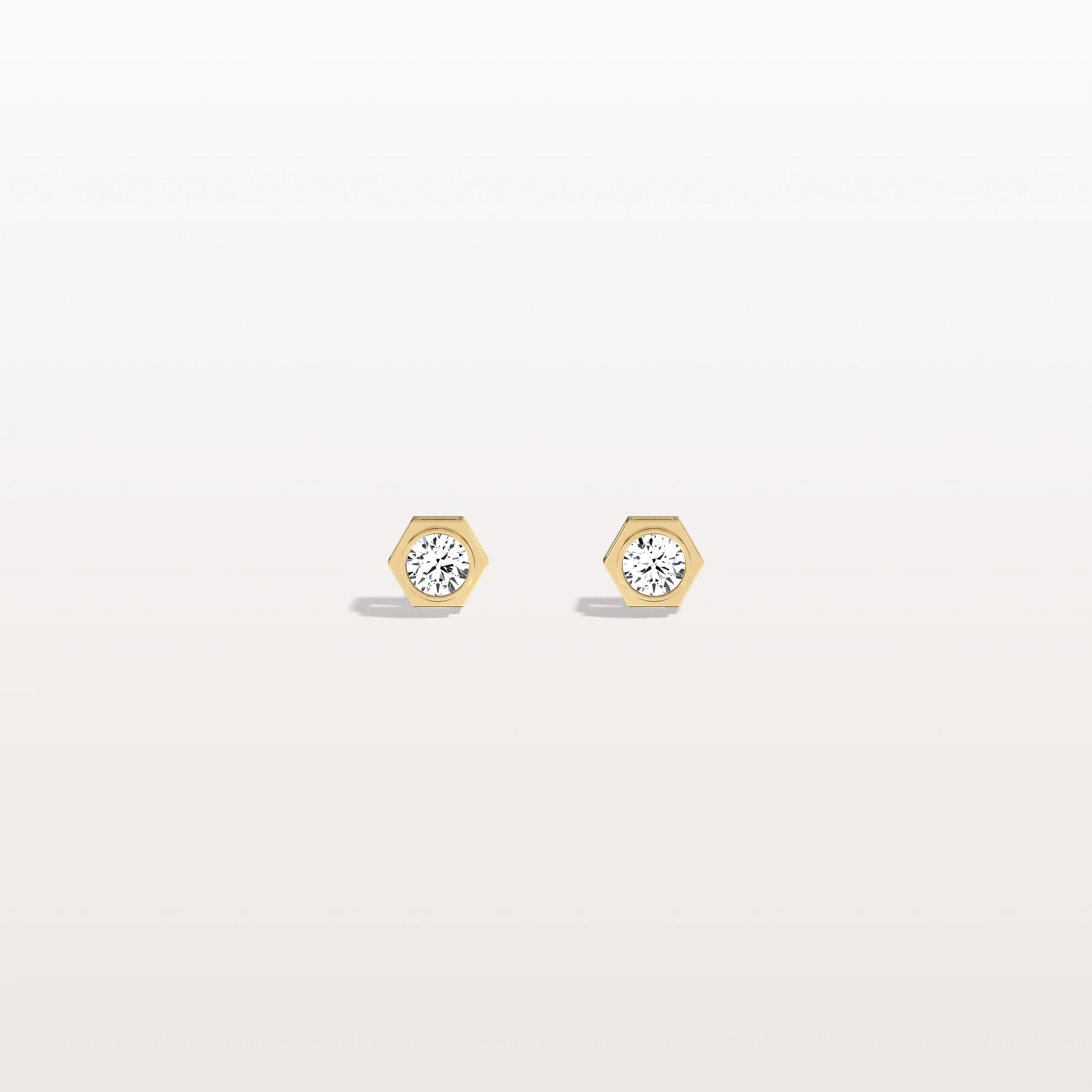 Lab Grown Diamond Hexagon Studs in 14K Solid Gold/Platinum