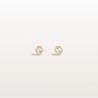 Lab Grown Diamond Hexagon Studs in 14K Solid Gold/Platinum
