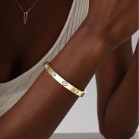 Charm & Dazzle Clover Hinged Lab Made Diamond Bangle Bracelet