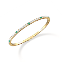 5CTW Lab Created Diamond&Emerald Flexible Bangle Bracelet in 14K Solid Gold