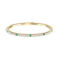 5CTW Lab Created Diamond&Emerald Flexible Bangle Bracelet in 14K Solid Gold