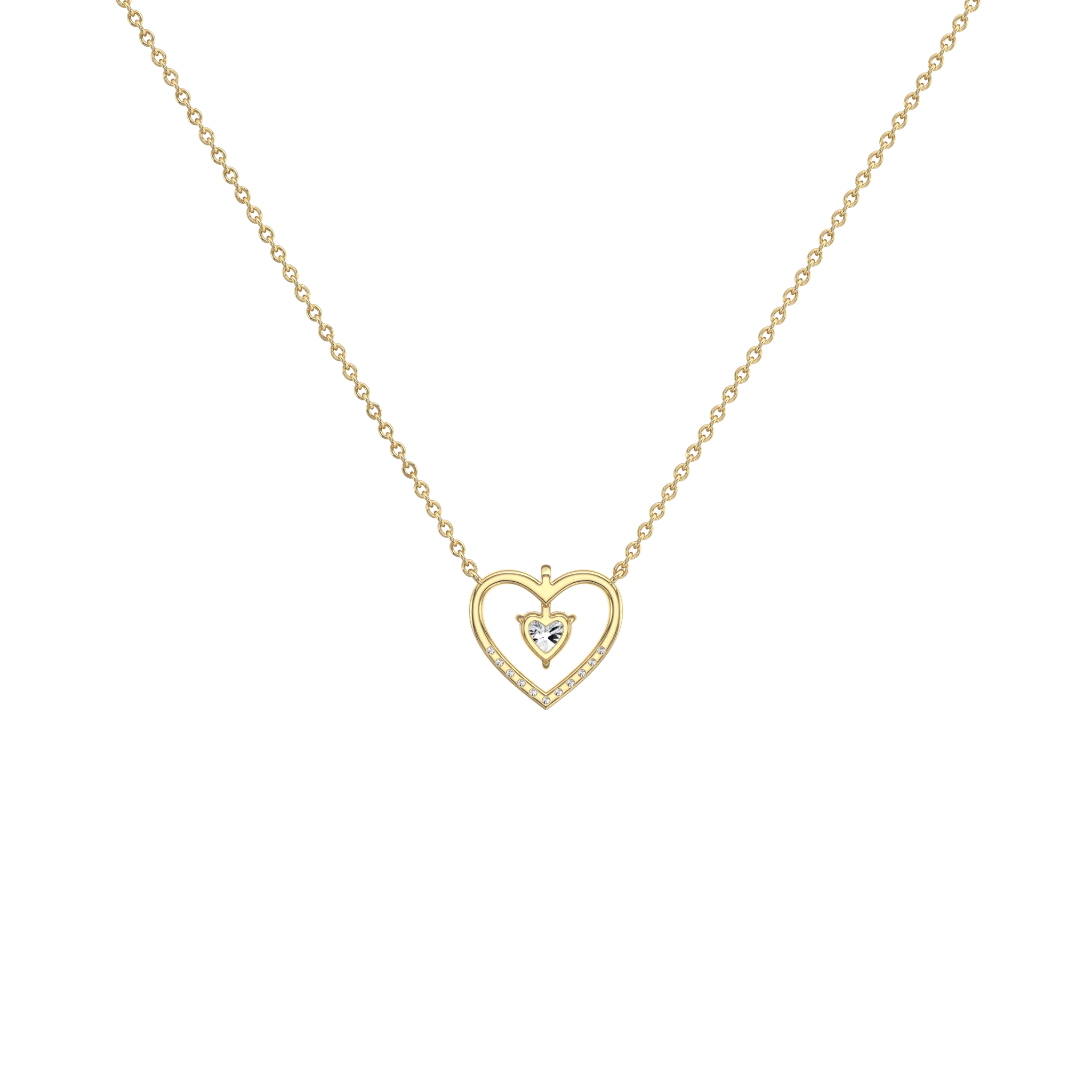 0.18CTW Lab Grown Diamond Heart Necklace In 14K Solid Gold/Platinum