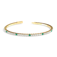 5CTW Lab Created Diamond&Emerald Flexible Bangle Bracelet in 14K Solid Gold
