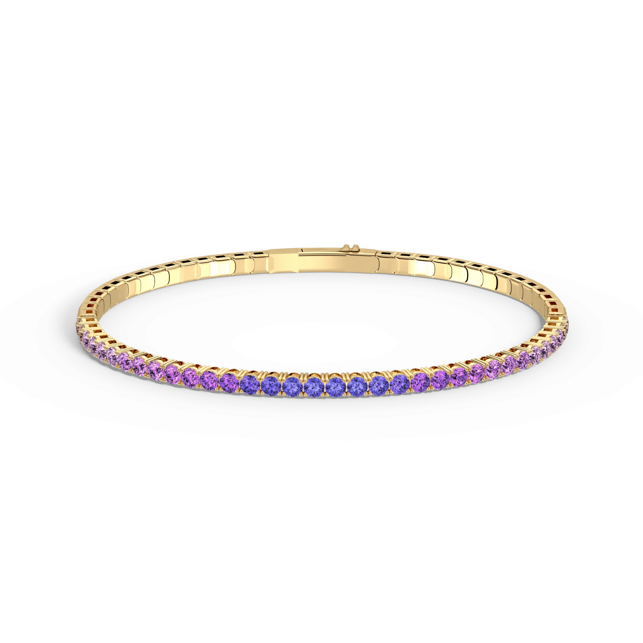 Lab-Grown Sapphire Flexible Bangle Bracelet in 925 Sterling Silver