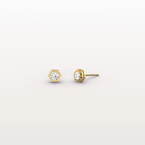 Lab Grown Diamond Hexagon Studs in 14K Solid Gold/Platinum