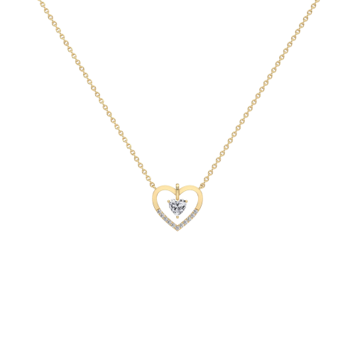 0.18CTW Lab Grown Diamond Heart Necklace In 14K Solid Gold/Platinum