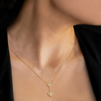 Lab Grown Diamond Double Hexagon Necklace in 14K Solid Gold/Platinum
