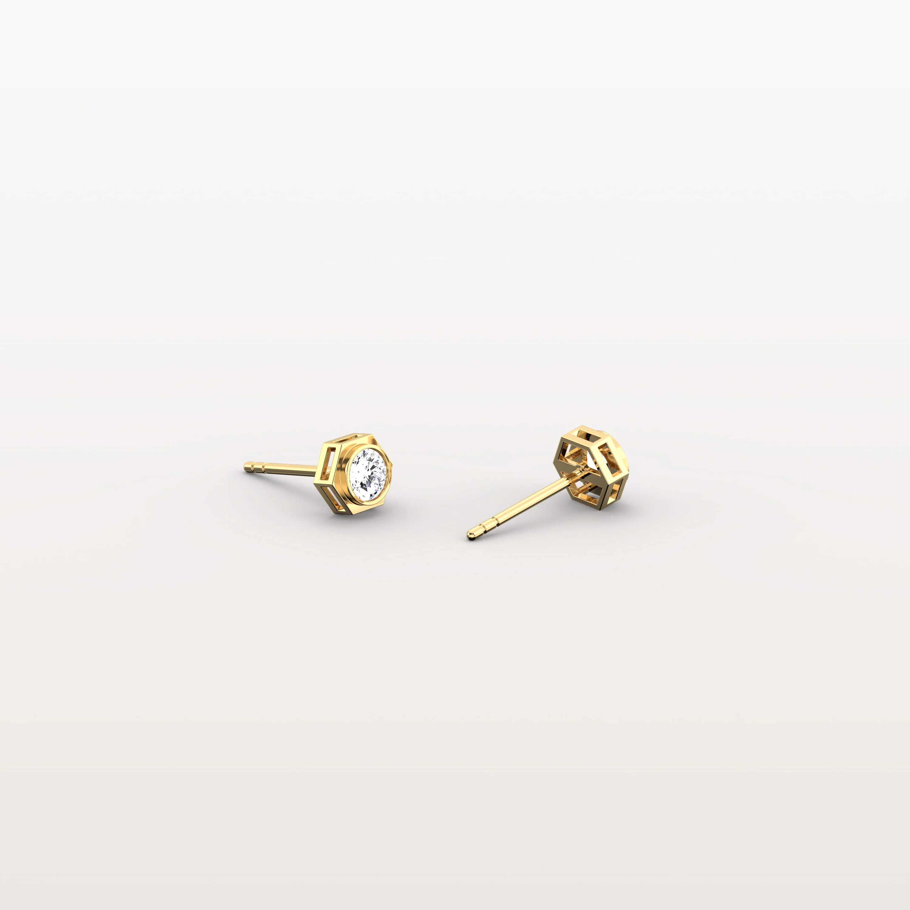 Lab Grown Diamond Hexagon Studs in 14K Solid Gold/Platinum