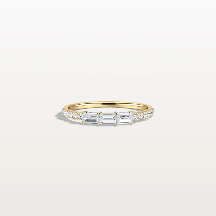 Baguette And Round Lab Diamond Half Eternity Band