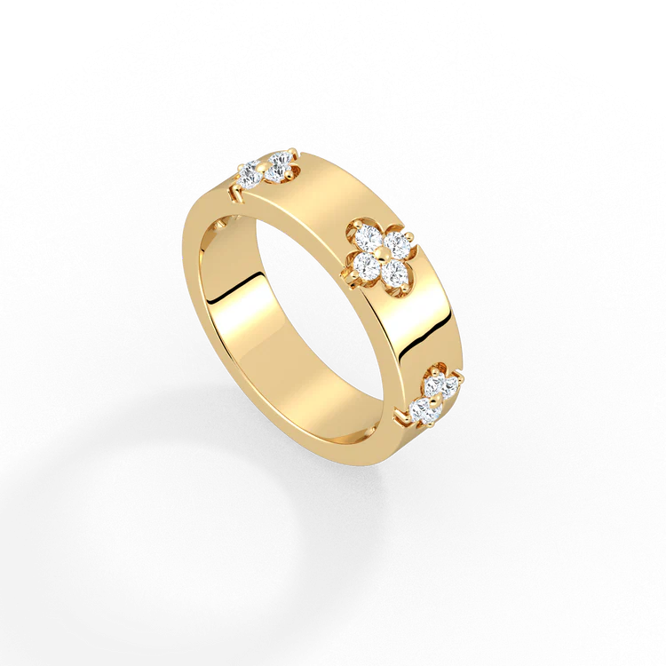 Lab Created Diamond Four-leaf Clover Ring in 14K Solid Gold
