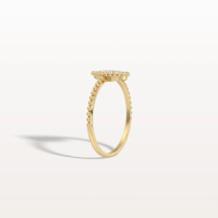 Lab Diamond Beaded Pear Shaped Ring in 14K Gold/Platinum