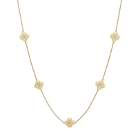 Lab Grown Diamond Clover Station Necklace In 14K Solid Gold/Platinum