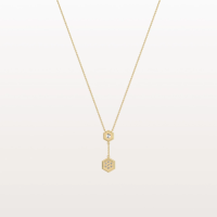 Lab Grown Diamond Double Hexagon Necklace in 14K Solid Gold/Platinum