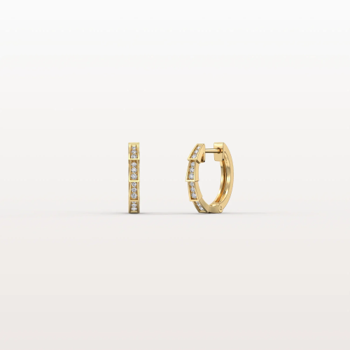 Half-Eternity Viper Diamond Hoop Earrings – 14mm in 14K Gold + Platinum