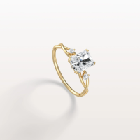 Amira丨1CT Radiant Cut Lab Diamond Twisted Three Stones Engagement Ring