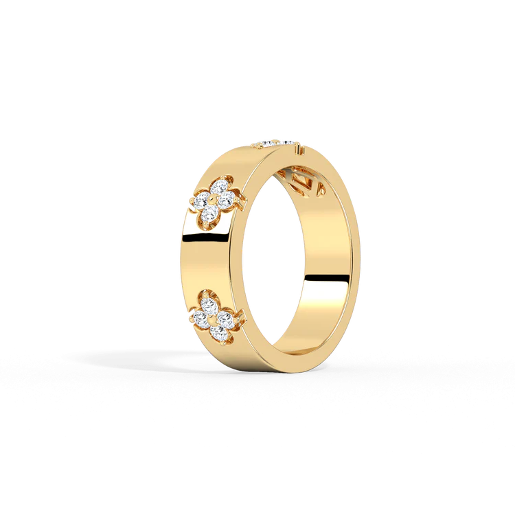Lab Created Diamond Four-leaf Clover Ring in 14K Solid Gold