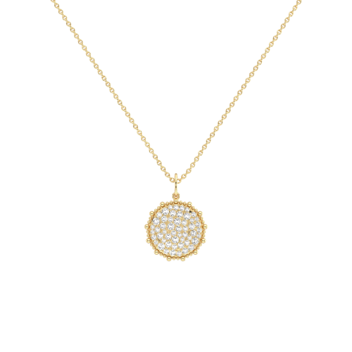 0.46CTW Lab Diamond Pave Disc Pendant Necklace In 14K Solid Gold/Platinum
