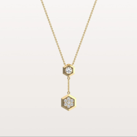 Lab Grown Diamond Double Hexagon Necklace in 14K Solid Gold/Platinum